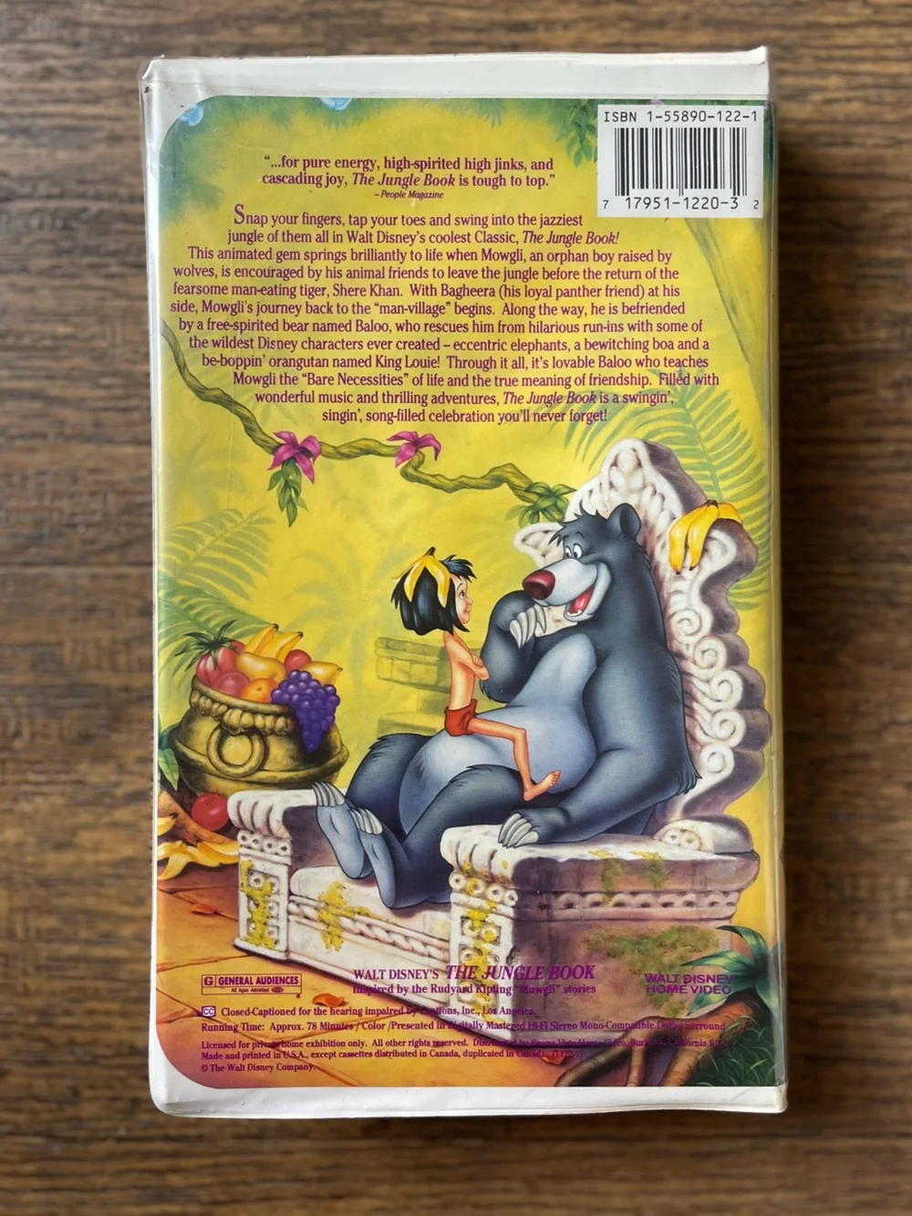The Jungle Book VHS 1991 Walt Disney Classics #1225 Original Clamshell